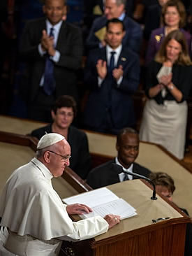 Pope Francis seen speaking ot the U.S. Congress