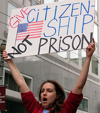 A female Los Angeles high school student walkout protestor on March 27, 2006