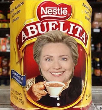Hillary Clinton on Abuelita Chocolate box