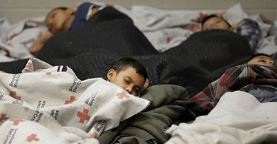 Unaccompanied immigrant youth asleep at a U.S. Detention Center