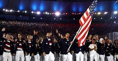 Team USA is seen walking into the Opening Ceremony of Rio Olympics