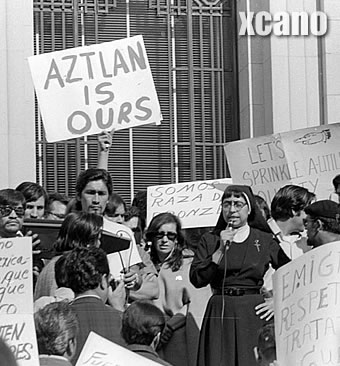 Activist nun protesting in downtown L.A. 1972