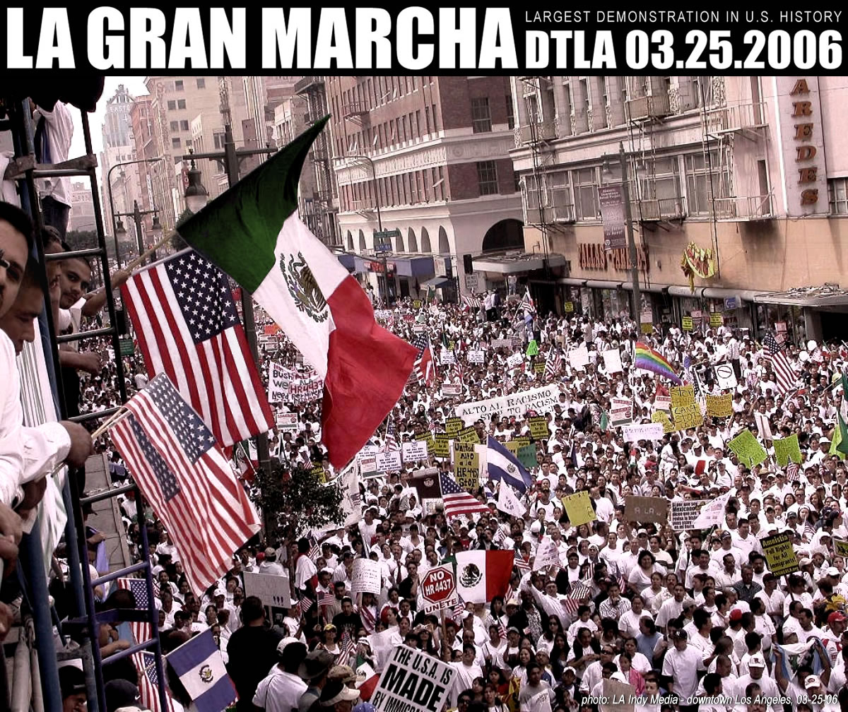 L.A. Latinos Hangin' Over a Balcony Watching La Gran Marcha