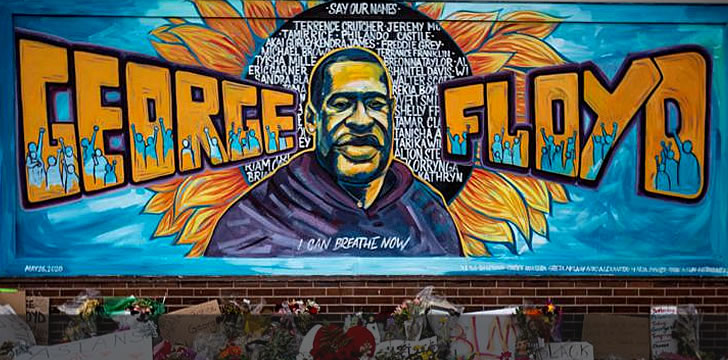 Greta McLain's Chicano art inspired George Floyd memorial mural